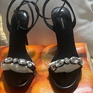 Nine West Black Faux Patent leather Embellished Heels